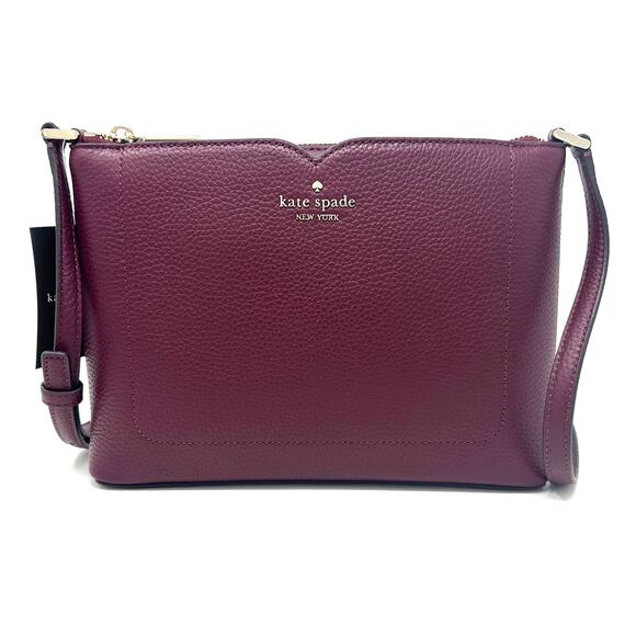 Kate Spade Harlow Crossbody Purse Deep Berry Purple Leather WKR00058